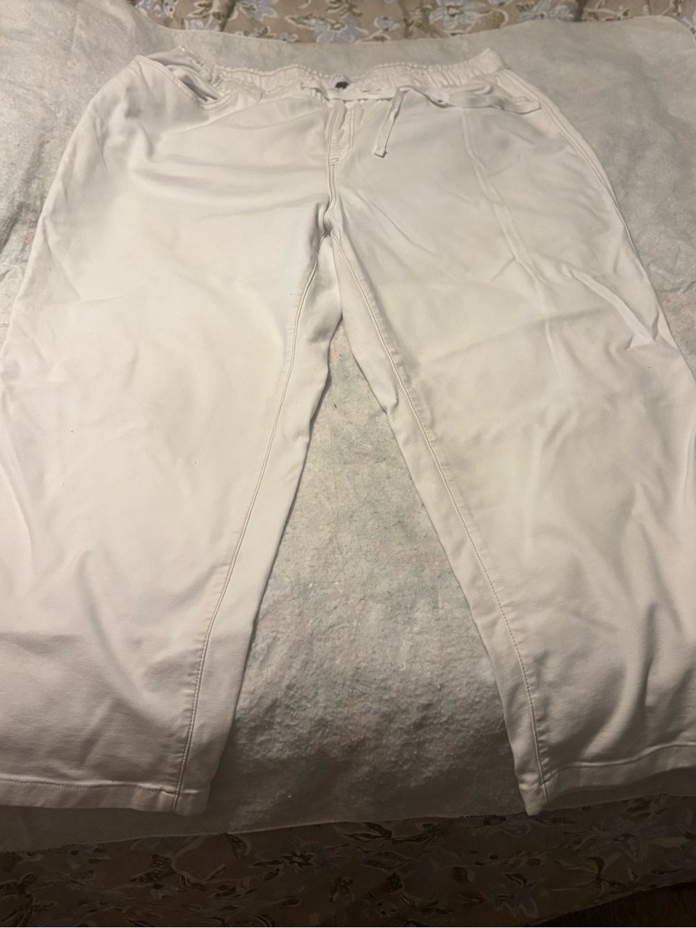 Lane Bryant Plus Size White Drawstring Wide-Leg Pants